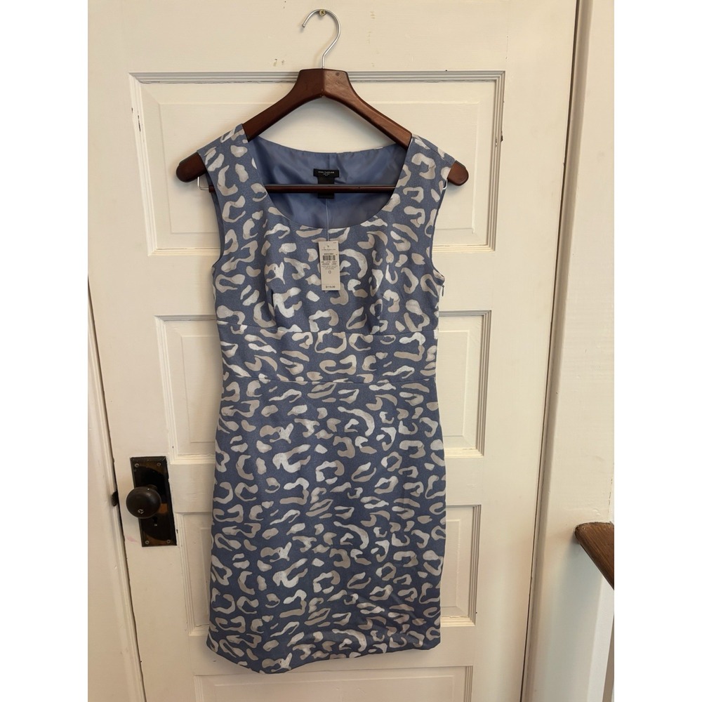 Ann Taylor Women's Blue Animal‎ Print Sleeveless Sheath Dress Size 0 New $119